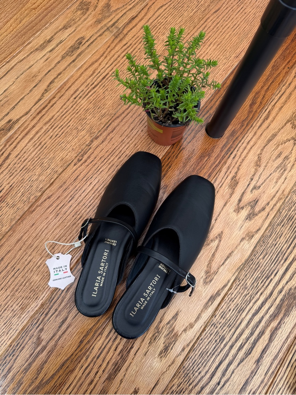Black Leather Slip-On Mules with Strap Ilaria Sartori made in Italy size 9 - Picture 7 of 10